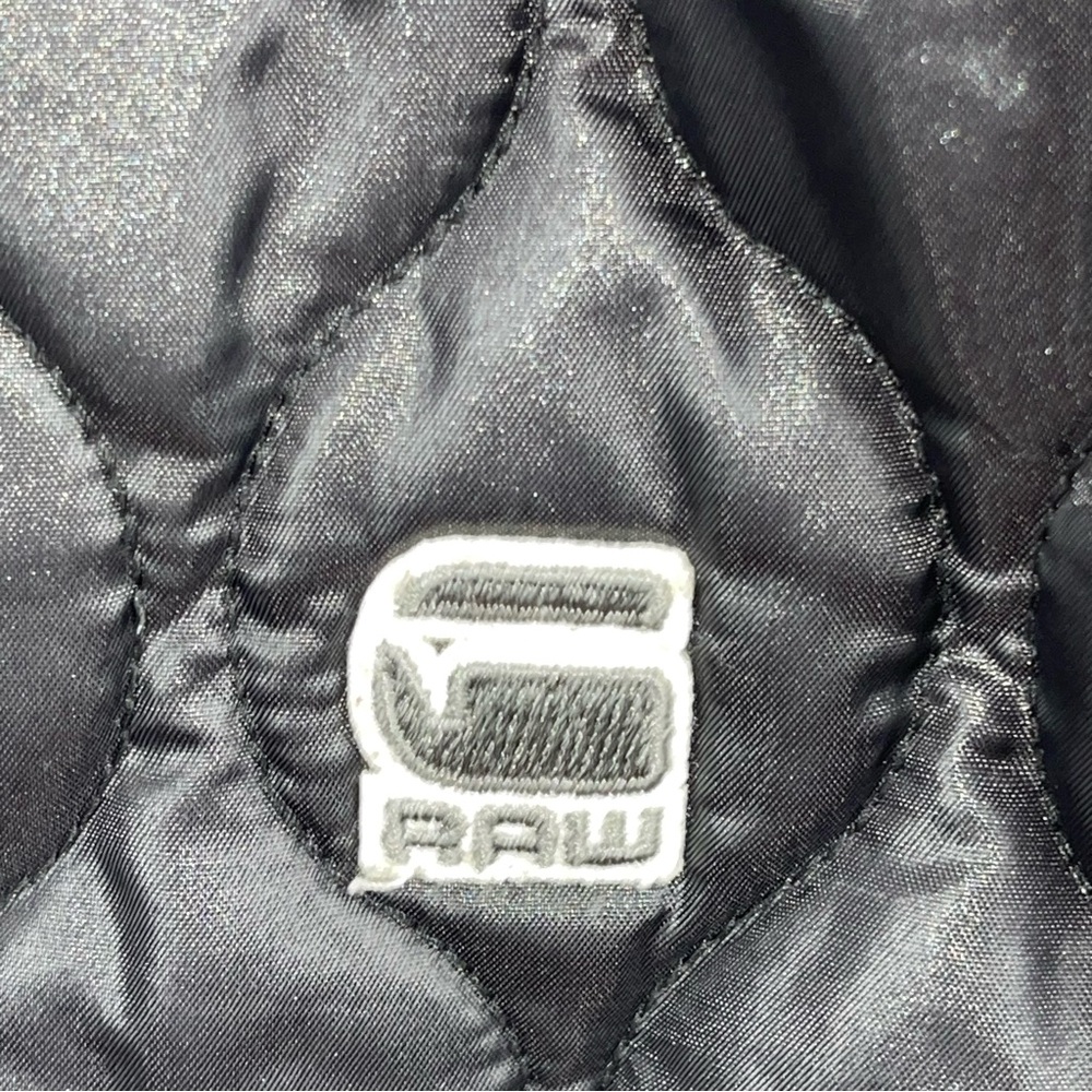 G-STAR RAW Midder Quilted Bomber Jacket Black White Trim Collar Sz M - Picture 8 of 11